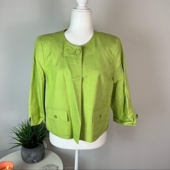 Talbots womens green one button boxy blazer size 10 - Picture 2 of 9